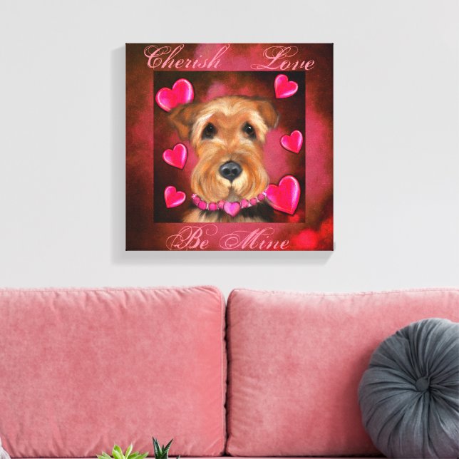 Airedale Valentine Canvastryck (Insitu (Vardagsrum))