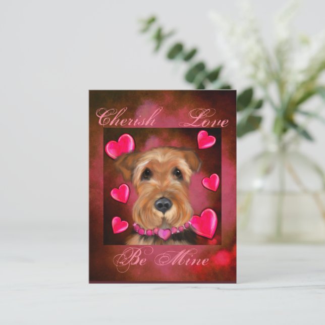 Airedale Valentine Vykort (Stående Fram)