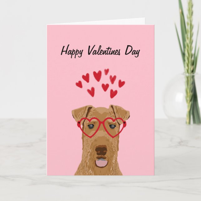 Airedale Valentines Kärlek Card Helgkort (Framsida)