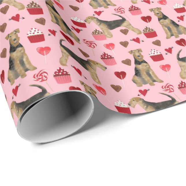 Airedale Valentiness Wrapping Papprare Presentpapper (Rullad Hörn)