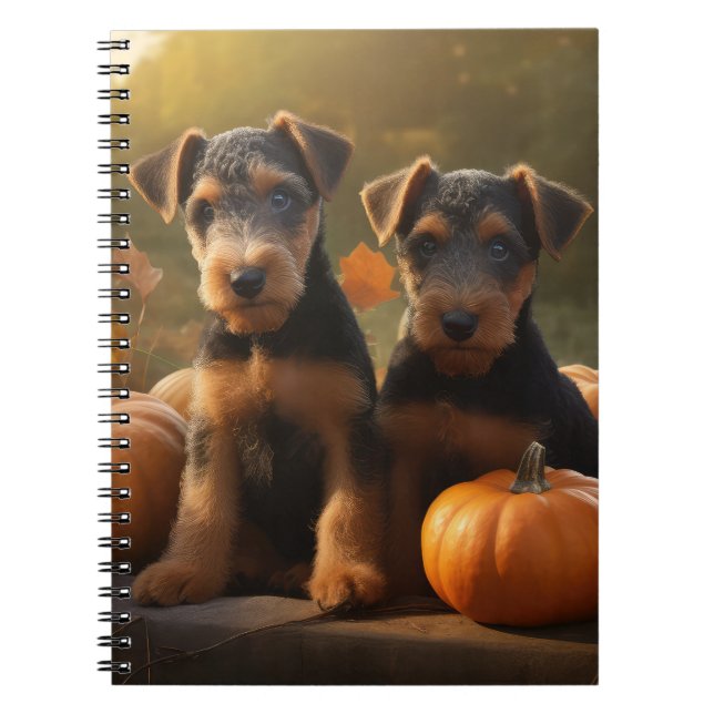 Airedale Valp Höstglädje Pumpa Anteckningsbok (Framsidan)