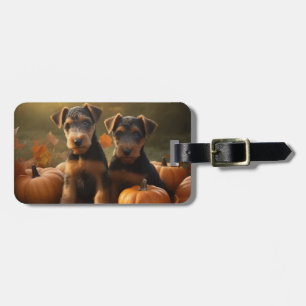 Airedale Valp Höstglädje Pumpa Bagagebricka