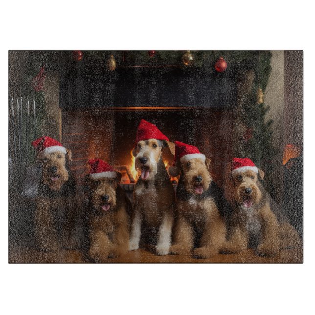 Airedale vid brasan jul (Framsidan)