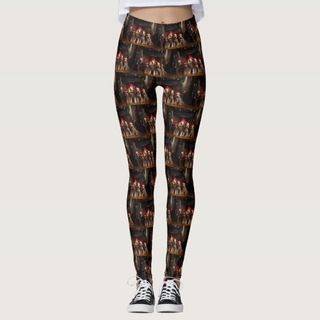 Airedale vid brasan jul leggings (Framsida)