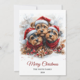 Airedale Watercolor Jul Minimal Julkort