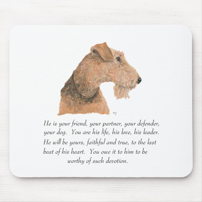 Airedale, Welsh, Lakeland Terrier Minnessak Musmatta (Framsidan)