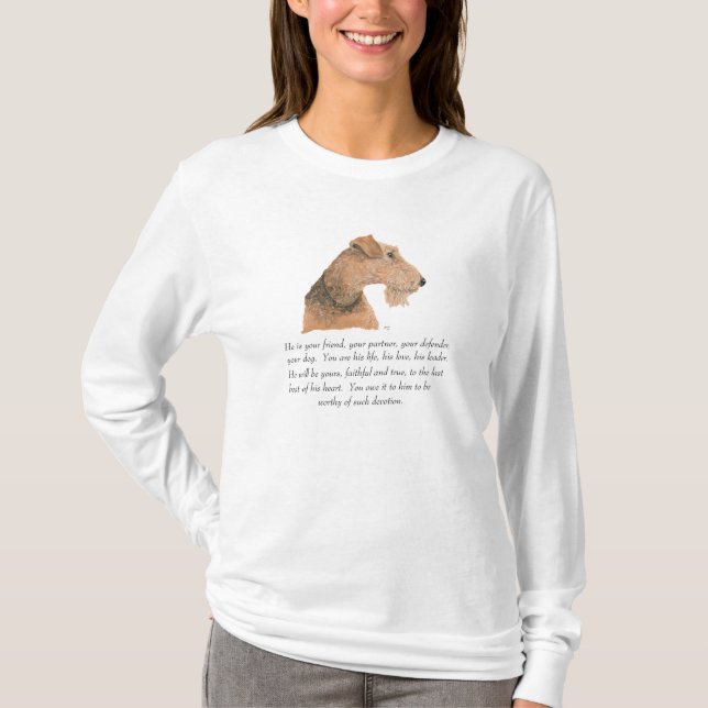 Airedale, Welsh, Lakeland Terrier Minnessak Tee Shirt (Framsida)
