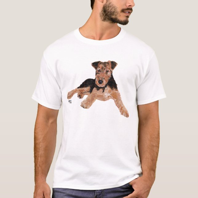 Airedale / Welsh Terrier Valp Tee Shirt (Framsida)