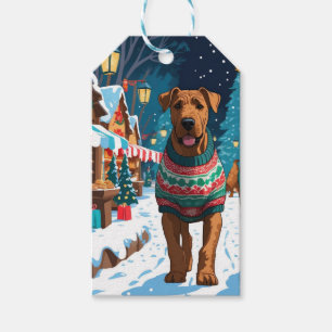 Airedaleterrier Jul Snö Högtid Presentetikett