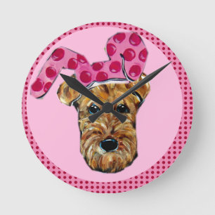 AIREDALETERRIER RUND KLOCKA