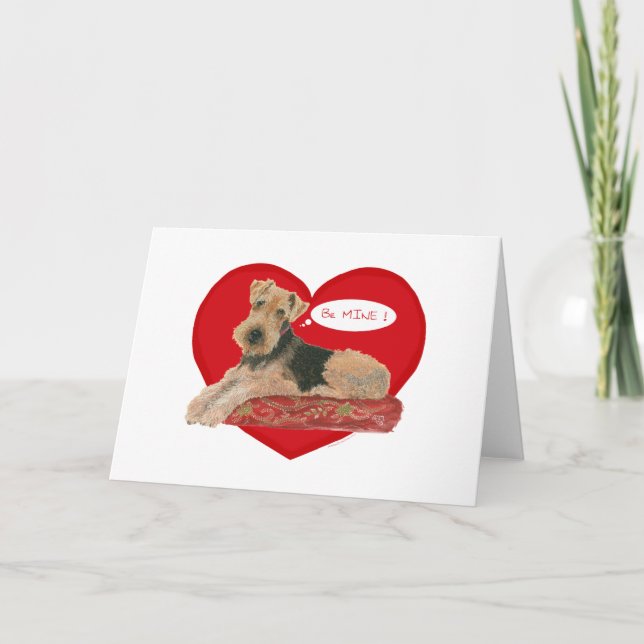 Airedaleterrier Valentine Helgkort (Framsida)
