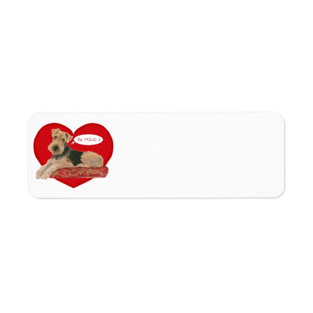 Airedaleterrier Valentine Returadress Etikett (Framsidan)