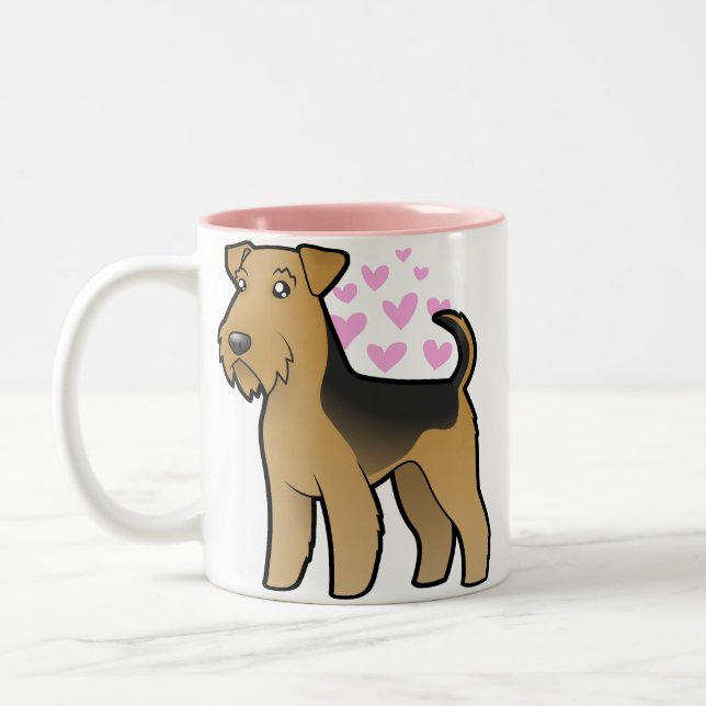 AiredaleTerrier/walesisk Terrierkärlek Två-Tonad Mugg (Vänster)