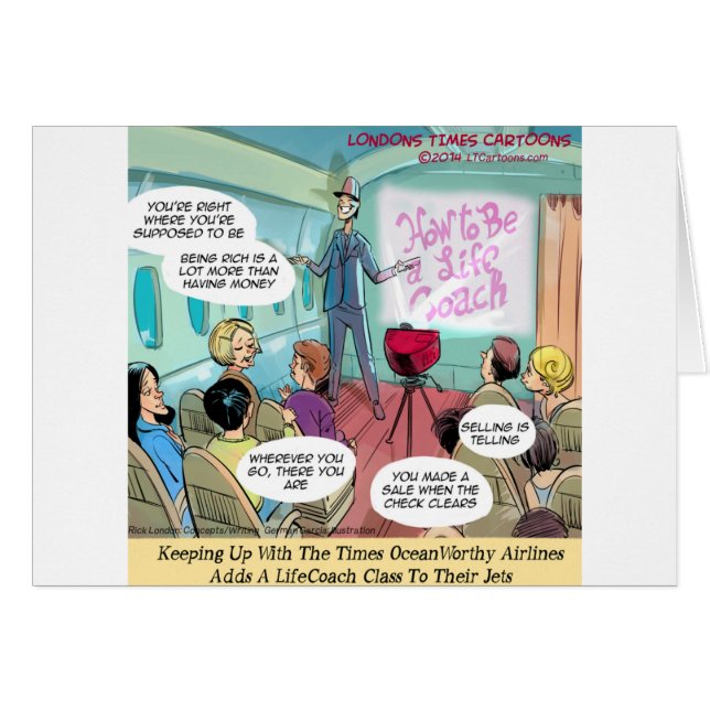 Airline LifeCoach Class Funny Hälsningskort (Framsidan Horizontal)