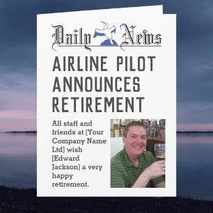Airline Pilot Retirement Card to Personalise Kort