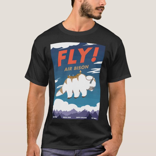 Airline Poster Fly Luft ranch ridskola T Shirt (Framsida)