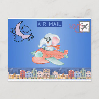 Airmail Elephant-vykort Vykort