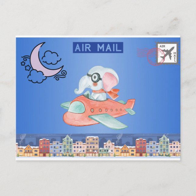 Airmail Elephant-vykort Vykort (Framsida)