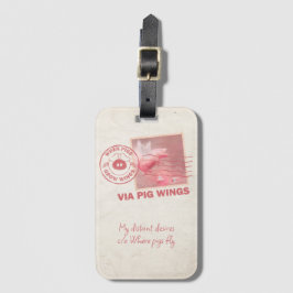 Airmail Flying Pig Postage Luggage Tag Bagagebricka