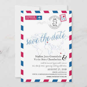 Airmail Heart-Italien och Australies Spara datum Datumet