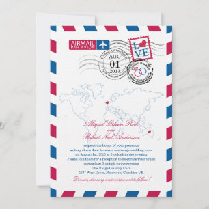 Airmail Heart UK och Austfolia Bröllop Inbjudningar