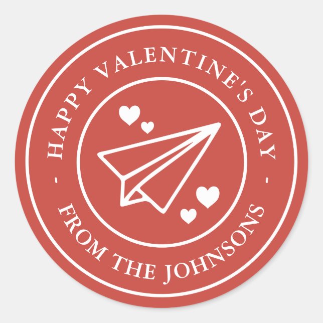 Airmail Valentine Runt Klistermärke (Framsida)