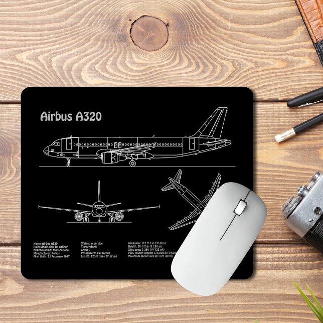 Airplane Airbus A320 in Blueprint Drawing PD Musmatta (Airplane Airbus A320 in Blueprint Drawing PD. Mouse Pad)