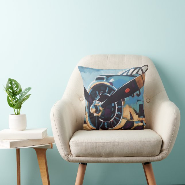 Airplane Artwork - Gift for Aviation Lovers Kudde (Stol)