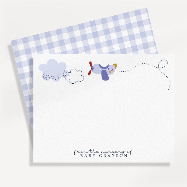 Airplane Baby Boy Nursery Note Card Inbjudningar (Skapare uppladdad)