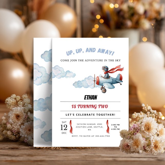 Airplane Birthday Invitation | Up Up and Away (Skapare uppladdad)