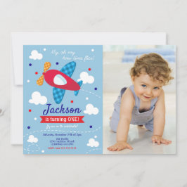 Airplane Birthday Photo Invitation / Time Flies Inbjudningar
