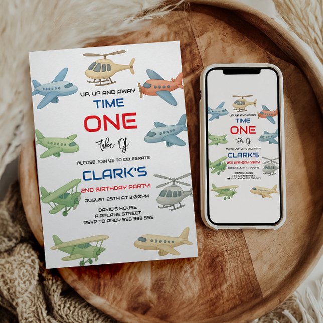 Airplane Boy 1st Birthday | Fun Sky Theme Party Inbjudningar (Skapare uppladdad)