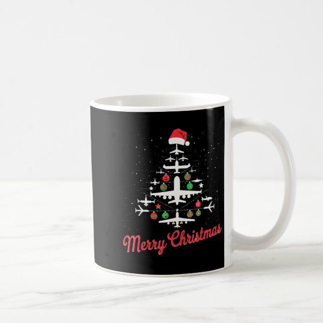 Airplane Christmas Tree Cute Airplane Xmas Holiday Kaffemugg (Höger)