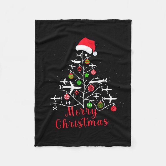 Airplane Christmas Tree Xmas For Men Women Youths  Fleecefilt (Framsidan)