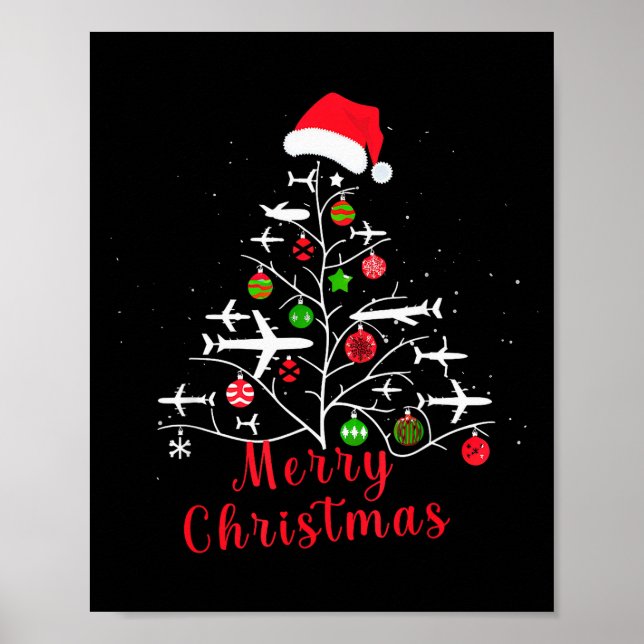 Airplane Christmas Tree Xmas For Men Women Youths  Poster (Framsidan)