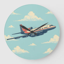 Airplane Clock Stor Klocka