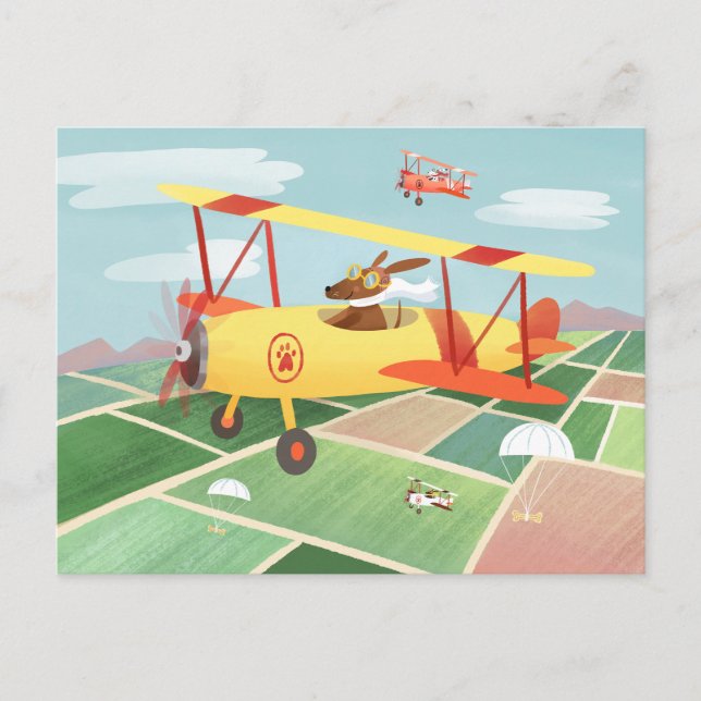 Airplane Delivery Dogs Postcard Vykort (Framsida)
