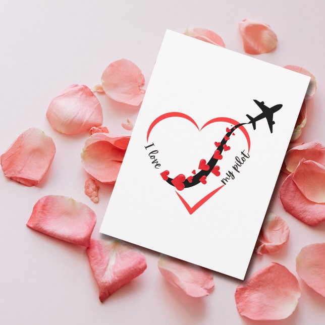 Airplane Heart I love My Pilot Valentine's Day Julkort (Skapare uppladdad)