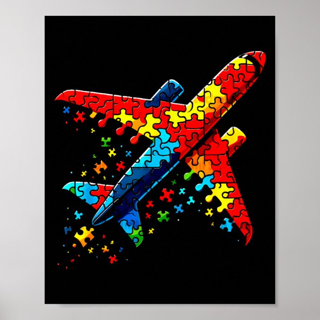 Airplane Jigsaw Puzzle Kids Toddler Boys Autism Aw Poster (Framsidan)