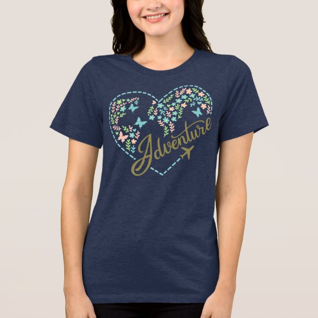 Airplane Mode Adventure Heart Graphic for Women  T Shirt (Framsida)