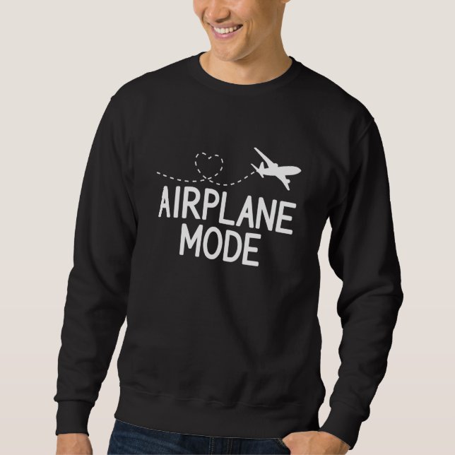 Airplane Mode Pilot Airplane Plane Aviation  38 Lång Ärmad Tröja (Framsida)