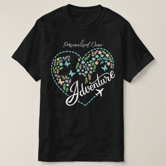 Airplane Mode Women Love Heart Graphic Adventure  T Shirt (Design framsida)