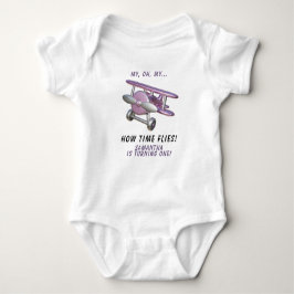 Airplane Oh My Time Flies Travel First Birthday  T Shirt