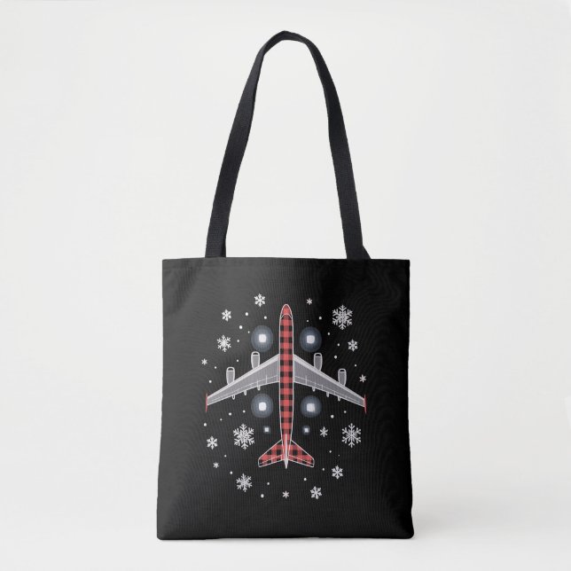 Airplane Plaid Christmas Pilot Tygkasse (Framsida)