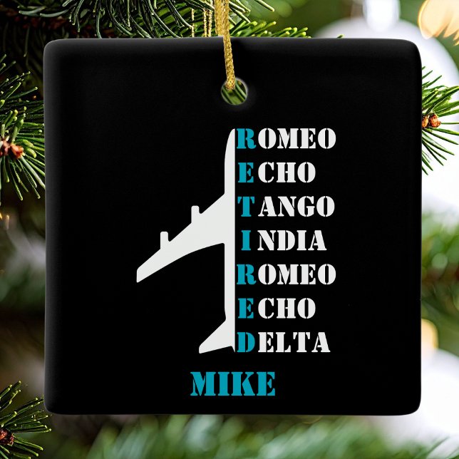 Airplane Retired Nato Phonetic Alphabet Aviation Julgransprydnad Keramik (Skapare uppladdad)