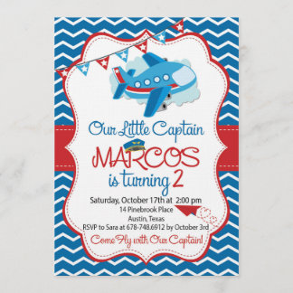 Airplane theme birthday invitation for boys inbjudningar