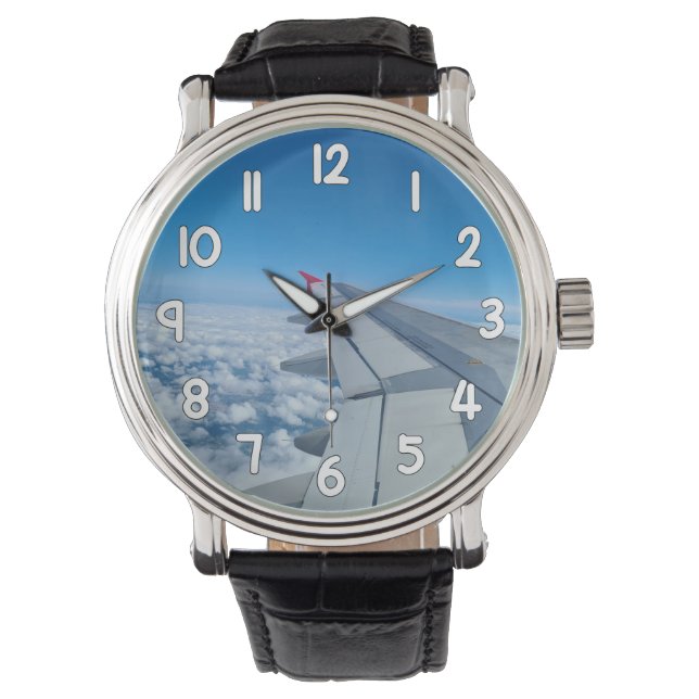Airplane Wing Wrist Watch – Blue Sky Travel Aviati Armbandsur (Framsida)