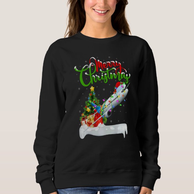 Airplane  Xmas Decorations Santa Airplane Christma T Shirt (Framsida)