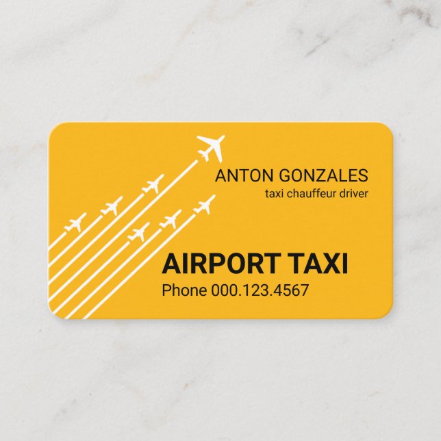 Airplanes Liftoff Yellow Taxi Cab Visitkort (Framsida)