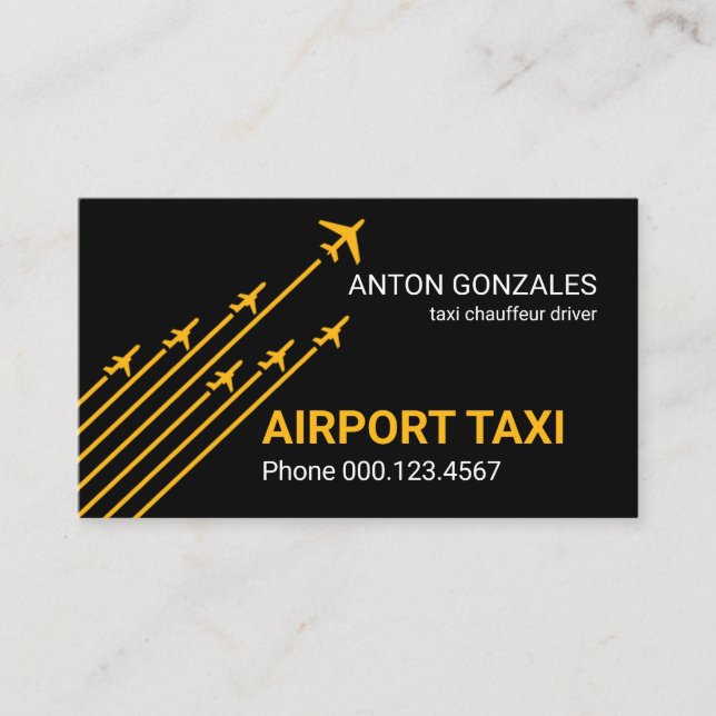 Airplanes Liftoff Yellow Taxi Cab Visitkort (Framsida)